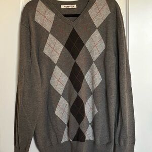 Old Navy Men’s Argyle Sweater – Size XL – Gray/Black Diamond Knit